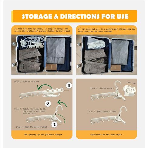 Over The Door Hooks Hanger,Foldable Portable Folding Hangers,Hanging Rack,Clips,Essentials for Cruise,Vacation,Camping,RV,Road Trip,Hotel,Business Travel, Student Apartment(White Bag) in Saudi Arabia