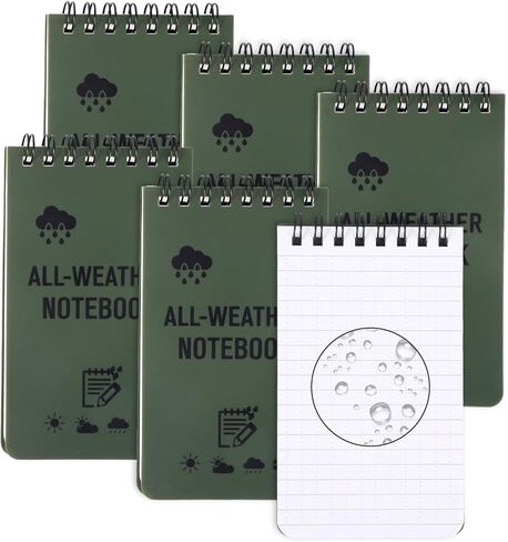 6 Pack Waterproof Notepad, 3 x 5 Pocket Notebook, Police Notepad with 100 pages, All Weather Pocket Sized Notebook Suitable for Outdoor, Office, School, Memo(Black) in Saudi Arabia