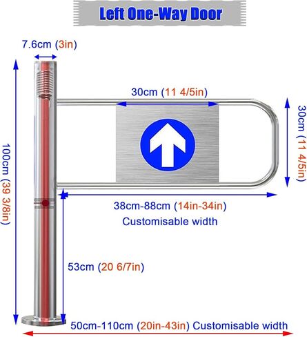Stainless Steel 1-Way Safety Revolving Door - Double Spring-Loaded Swing Gate for Supermarkets, Half Waist Entrance/Exit Device (50cm Wide) in Kuwait