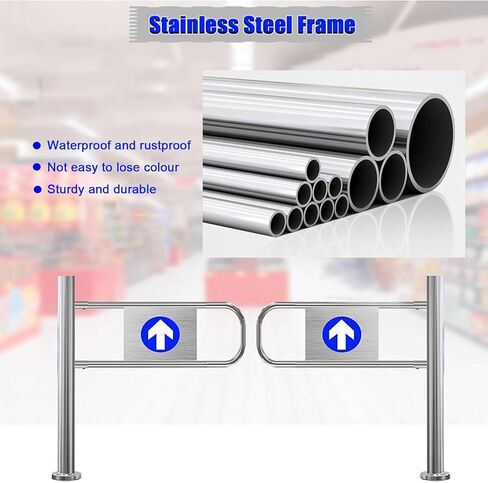 Stainless Steel 1-Way Safety Revolving Door - Double Spring-Loaded Swing Gate for Supermarkets, Half Waist Entrance/Exit Device (50cm Wide) in Kuwait