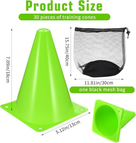 30 حزمة 7 بوصة من المخاريط البلاستيكية التدريب الرياضي خفة الحركة مخروطات مصغرة لكرة القدم والتزلج وكرة القدم وكرة السلة والألعاب الداخلية والخارجية معدات ممارسة الرياضة in Kuwait