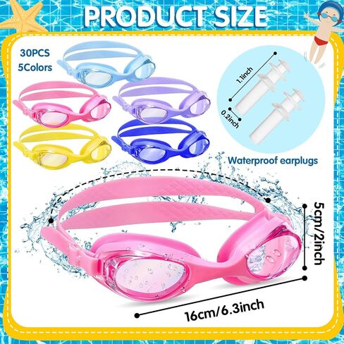 Macarrie 50 Pack Swim Goggles for Kids Brid Child Swimming Goggles Gifts Anti-Fog No Heaking Swim Glasses in Saudi Arabia