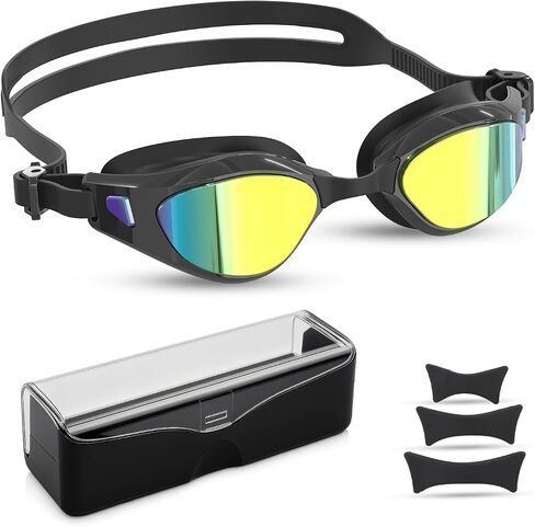 Swim Goggles, Polarized Swimming Goggles, Anti Fog No Leaking UV Protection Wide View Swim Glass for Women Men in Kuwait