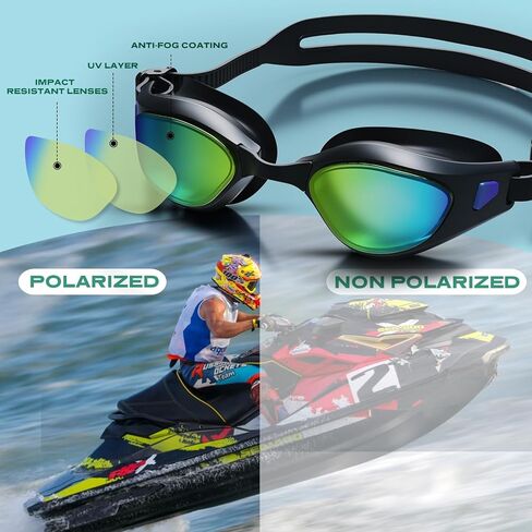 Swim Goggles, Polarized Swimming Goggles, Anti Fog No Leaking UV Protection Wide View Swim Glass for Women Men in Kuwait