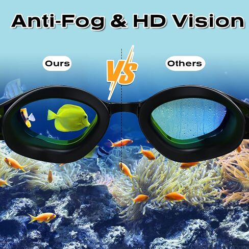 Swim Goggles, Polarized Swimming Goggles, Anti Fog No Leaking UV Protection Wide View Swim Glass for Women Men in Kuwait