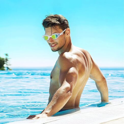 Swim Goggles, Polarized Swimming Goggles, Anti Fog No Leaking UV Protection Wide View Swim Glass for Women Men in Kuwait