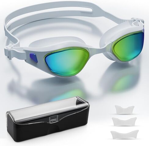 Swim Goggles, Polarized Swimming Goggles, Anti Fog No Leaking UV Protection Wide View Swim Glass for Women Men in Kuwait