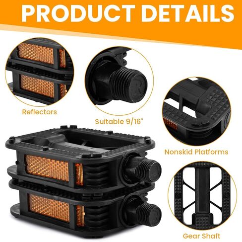 دواسات الدراجات ، دواسة الدراجات المضادة للانزلاق مع عاكس السلامة ، متوافقة مع الطريق والجبال والدراجات الإلكترونية in Kuwait