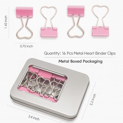 16 PCS PINK HEART BINDER CLIPS لطيف ، هدية لمحبي القلب الوردي in Kuwait