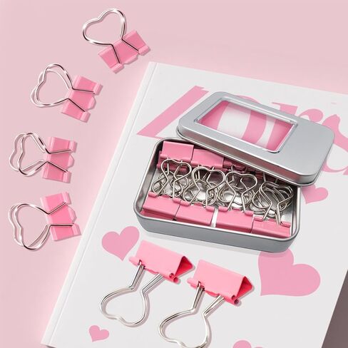 16 PCS PINK HEART BINDER CLIPS لطيف ، هدية لمحبي القلب الوردي in Kuwait