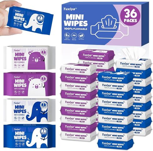 12 PackTravel Flushable Wipes with Aloe & Vitamin E,Impossibly Compact 7 Wipe Per Pack Mini Travel Adult Wet Wipe,Hypoallergenic & Fragrance-Free Skin-Friendly Flushable Wet Wipe(84 Total Wipes) in Saudi Arabia