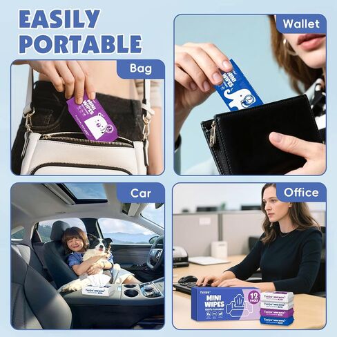 12 PackTravel Flushable Wipes with Aloe & Vitamin E,Impossibly Compact 7 Wipe Per Pack Mini Travel Adult Wet Wipe,Hypoallergenic & Fragrance-Free Skin-Friendly Flushable Wet Wipe(84 Total Wipes) in Saudi Arabia