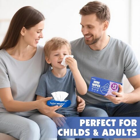 12 PackTravel Flushable Wipes with Aloe & Vitamin E,Impossibly Compact 7 Wipe Per Pack Mini Travel Adult Wet Wipe,Hypoallergenic & Fragrance-Free Skin-Friendly Flushable Wet Wipe(84 Total Wipes) in Saudi Arabia
