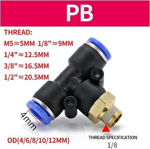 20/50pcs موصل سريع الهوائية 4mm-12mm خراطيم أنبوب هواء تركيب 1/4 "1/8" 3/8 "1/2" BSPT MALE THROW TROHE COUPLER (OD10MM-1I8 ، PL (50pcs)) in Kuwait