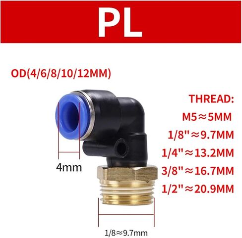 20/50pcs موصل سريع الهوائية 4mm-12mm خراطيم أنبوب هواء تركيب 1/4 "1/8" 3/8 "1/2" BSPT MALE THROW TROHE COUPLER (OD10MM-1I8 ، PL (50pcs)) in Kuwait