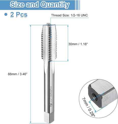 uxcell 2pcs Hand Bottom Tap 5/8-11 UNC 2B Thread Bottoming Style Threading Taps High Speed Steel HSS6542 Straight Flutes Screw Tapping Tool in Saudi Arabia