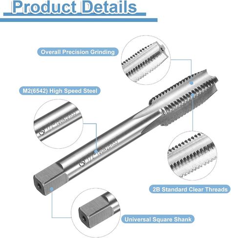uxcell 2pcs Hand Bottom Tap 5/8-11 UNC 2B Thread Bottoming Style Threading Taps High Speed Steel HSS6542 Straight Flutes Screw Tapping Tool in Saudi Arabia