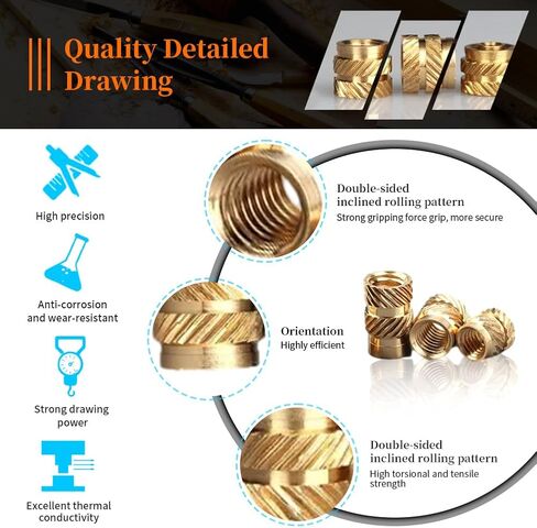 #6-32 إدراج ملولبة ، 50pcs #6-32 * 5/32 * 5.4mm C3640 مجموعة حرارة النحاس ، المكسرات الأمريكية ، المكسرات القياسية للأجهزة الخيطية للبلاستيك ومكونات الطباعة ثلاثية الأبعاد in Kuwait