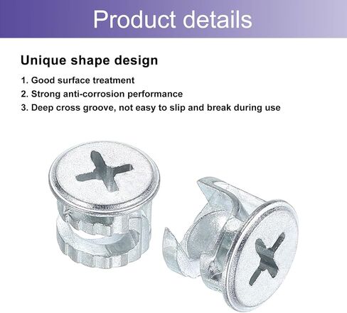 Uxcell Furniture Cam Lock Hackers 13.4 × 10 مم ، و 15pcs cam قفل موصلات الجوز التجهيزات ، وموصل مفصل القفل المكسرات للخزانة ، والدرج ، وخزانة الملابس ، واللوحة ، in Saudi Arabia