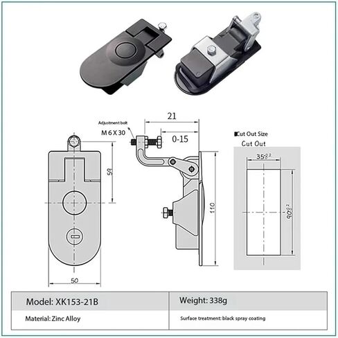XK153 مزلاج رافعة مزلاج مقبض أرجوحة كاميرا قفل خزانة الصناعية الطائرة RV قفل 1PCS (XK153-35BS-KEY) in Kuwait