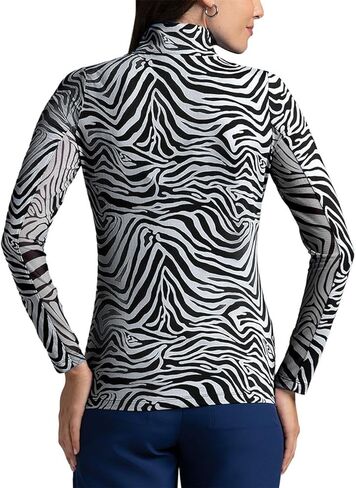IBKUL ATHLEISURE ارتداء أشعة الشمس واقية UPF 50+ تقنية التبريد ICEFIL PRINT PRINT LONG SLEEVE MOCK NECK TOP - 10932 in Kuwait