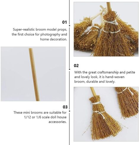 5Pcs Witch Broomstick Set, Miniature Broom Props, Fairy Decoration, Cinnamon Broom, Sweeping Tools, Angle Brooms in Saudi Arabia