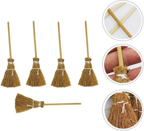 5Pcs Witch Broomstick Set, Miniature Broom Props, Fairy Decoration, Cinnamon Broom, Sweeping Tools, Angle Brooms in Saudi Arabia