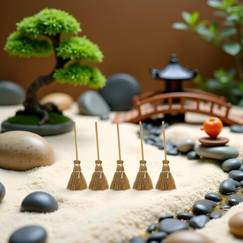 5Pcs Witch Broomstick Set, Miniature Broom Props, Fairy Decoration, Cinnamon Broom, Sweeping Tools, Angle Brooms in Saudi Arabia