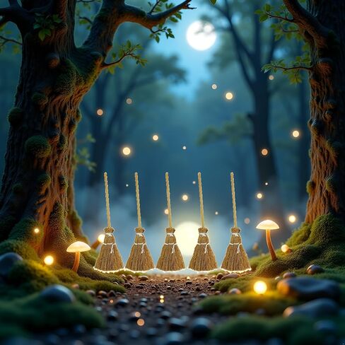 5Pcs Witch Broomstick Set, Miniature Broom Props, Fairy Decoration, Cinnamon Broom, Sweeping Tools, Angle Brooms in Saudi Arabia