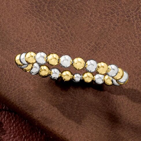 Ross-Simons Italian 8mm Sterling Silver و 18kt الذهب على سوار امتداد حبة الجنيه الاسترليني in Saudi Arabia