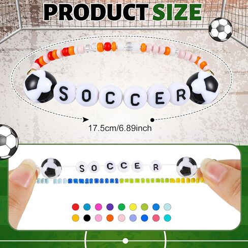 96 PCS Soccer Bracelets Team Gift Soccer Party Forms Favors Sports Bracelets Bulk Clay Beaded Beaded Bracelets Admable Altbults for Team Gifts Men Women Sport in Saudi Arabia