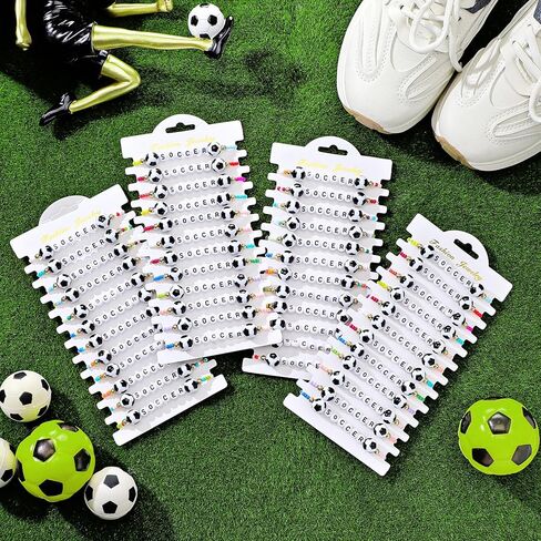 96 PCS Soccer Bracelets Team Gift Soccer Party Forms Favors Sports Bracelets Bulk Clay Beaded Beaded Bracelets Admable Altbults for Team Gifts Men Women Sport in Saudi Arabia