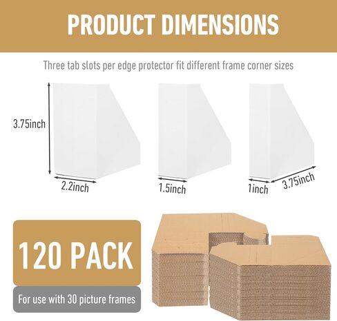 120 Pack Adjustable Cardboard Corner Protectors, Fit 1",1.5" and 2.2" Frames, Protectors for Shipping, Packing, Packaging Edge Protector, Shipping in Saudi Arabia