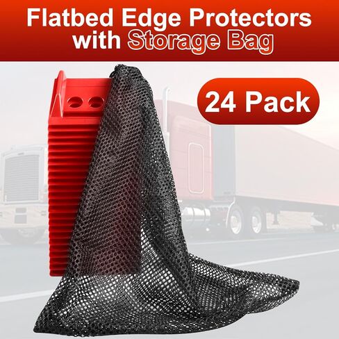 24 Pack Flatbed Edge Protectors with Carrying Case 4" Winch Ratchet Straps Plastic for Flatbed Cargo Load Truck Shipping Containers, Yellow in Kuwait