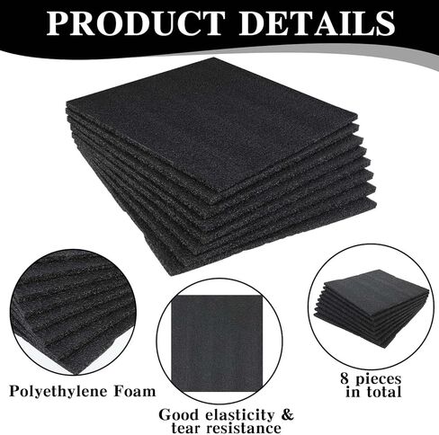 8pcs 12x12x0.4 بوصة ورقة رغوة البولي إيثيلين ، صفائح فقاعة التعبئة السوداء السميكة السميكة ، حشوة رغوة عالية الكثافة في بطانة عالية الكثافة لصناديق التغليف والحرف اليدوية in Kuwait