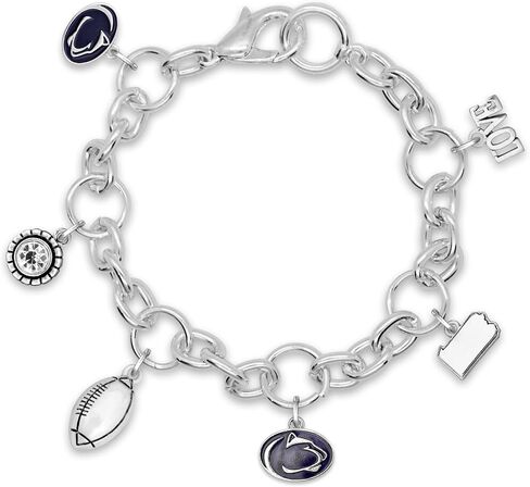 من سوار Heart Penn State Mabel Charm مع شعار فريق كرة القدم Love State و Crystal Charms Jewelry PSU المرخص in Saudi Arabia