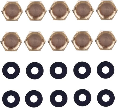 10pcs 3/8 Inch NPT Brass Pipe Caps & 10 Silicone Gasket, Premium Brass Compression Stop Valve Pipe Plug Caps Compression Fitting Practical Accessories for Water Line Plumbing Faucet Hose in Saudi Arabia