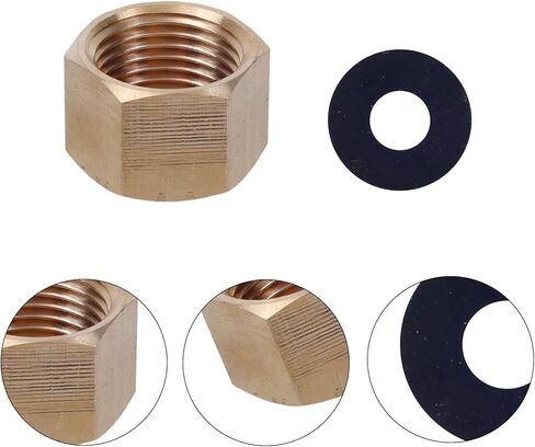 10pcs 3/8 Inch NPT Brass Pipe Caps & 10 Silicone Gasket, Premium Brass Compression Stop Valve Pipe Plug Caps Compression Fitting Practical Accessories for Water Line Plumbing Faucet Hose in Saudi Arabia