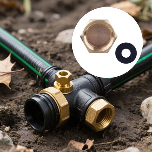 10pcs 3/8 Inch NPT Brass Pipe Caps & 10 Silicone Gasket, Premium Brass Compression Stop Valve Pipe Plug Caps Compression Fitting Practical Accessories for Water Line Plumbing Faucet Hose in Saudi Arabia