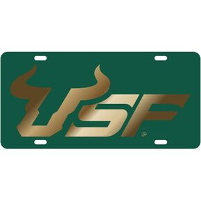 South Florida Bulls Mirrored USF Auto License Plate Tag in Saudi Arabia