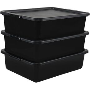 حوض حافلة بحافلة تجاري بلاستيكي 13 لتر مع غطاء ، حافلات صحن مطعم 3 عبوات ، أسود in Kuwait