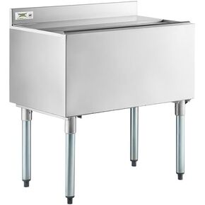 صندوق ثلج من الفولاذ المقاوم للصدأ التجاري مع غطاء منزلق ، فضية ، سعة 98 رطل ، 30x18.5 × 33 بوصة ، 2 زجاجة ، مدرجون في القولون NSF in Kuwait