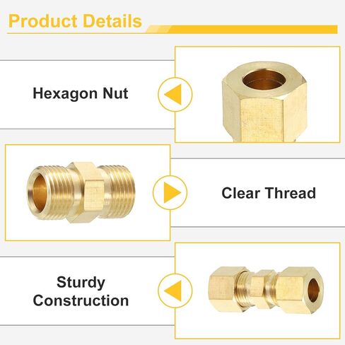 uxcell Compression Pipe Fitting, 3/4" Brass Compression Union Straight Connector Adapter Coupling for Gas Liquid Transport Connect Pipelines and Leakproof in Saudi Arabia