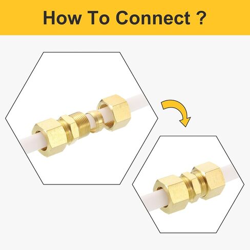 uxcell Compression Pipe Fitting, 3/4" Brass Compression Union Straight Connector Adapter Coupling for Gas Liquid Transport Connect Pipelines and Leakproof in Saudi Arabia