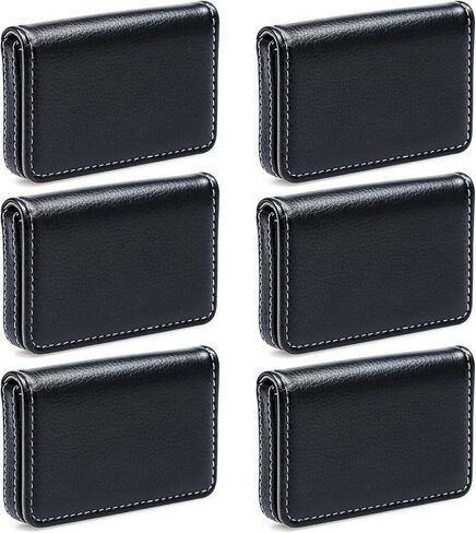 2 Pack PU Leather Multi Card Case, Business Card Holder Wallet with Magnetic Shut - Black in Kuwait