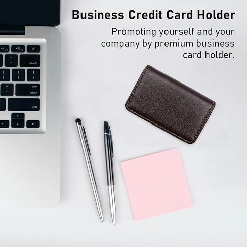 2 Pack PU Leather Multi Card Case, Business Card Holder Wallet with Magnetic Shut - Black in Kuwait