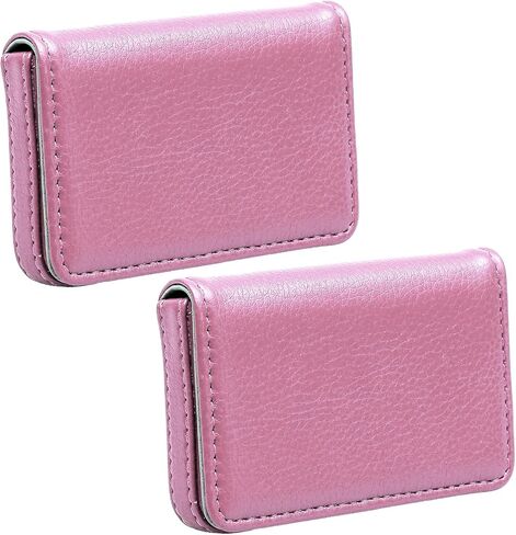 2 Pack PU Leather Multi Card Case, Business Card Holder Wallet with Magnetic Shut - Black in Kuwait