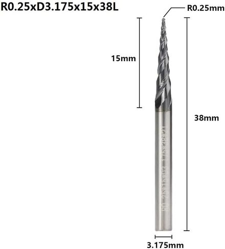 3.175mm مقطوعة طحن الطحن المبرق مطحنة نهاية أنف مطحنة R0.25/R0.5/R0.75/R1.0 in Saudi Arabia