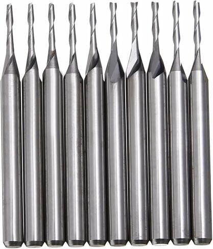 10pcs 3.175mm ملم كربيد قاطع الطحن الحلزوني 1/8 "1 مم الصلب الفولاذ مزدوج الفلوت مسطح الطاحونة CNC التوجيه بتات بت in Saudi Arabia