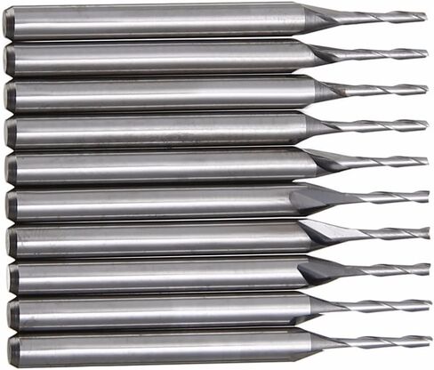 10pcs 3.175mm ملم كربيد قاطع الطحن الحلزوني 1/8 "1 مم الصلب الفولاذ مزدوج الفلوت مسطح الطاحونة CNC التوجيه بتات بت in Saudi Arabia
